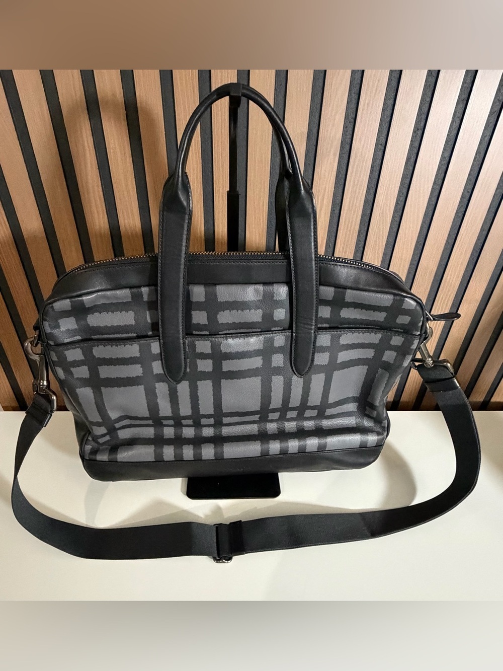COACH Hamilton Black and Gray Men's Patterned Briefcase Tote STYLE #111687
